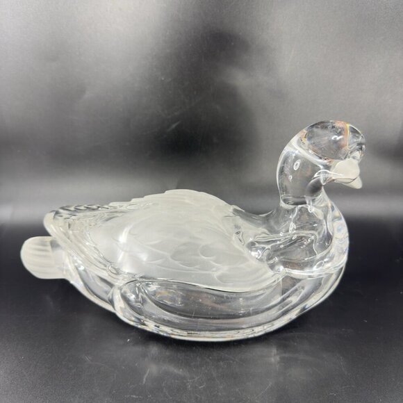 Shannon Crystal Duck Lidded Mallard Candy Dish Frosted Accents by Godinger Clear - Picture 9 of 16